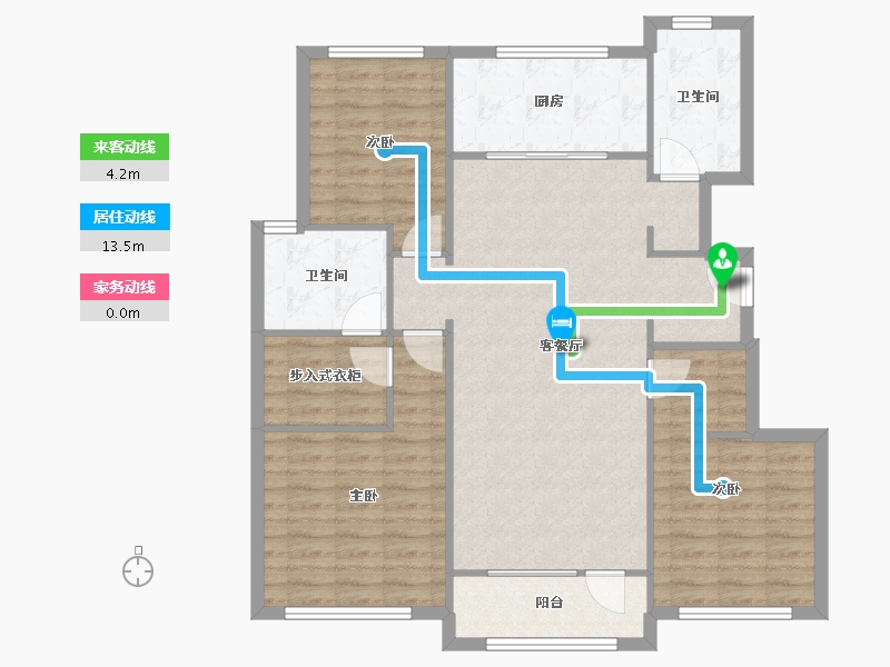 天津-天津市-融创融园汇莲馨苑1号楼,建面136m²-104.11-户型库-动静线