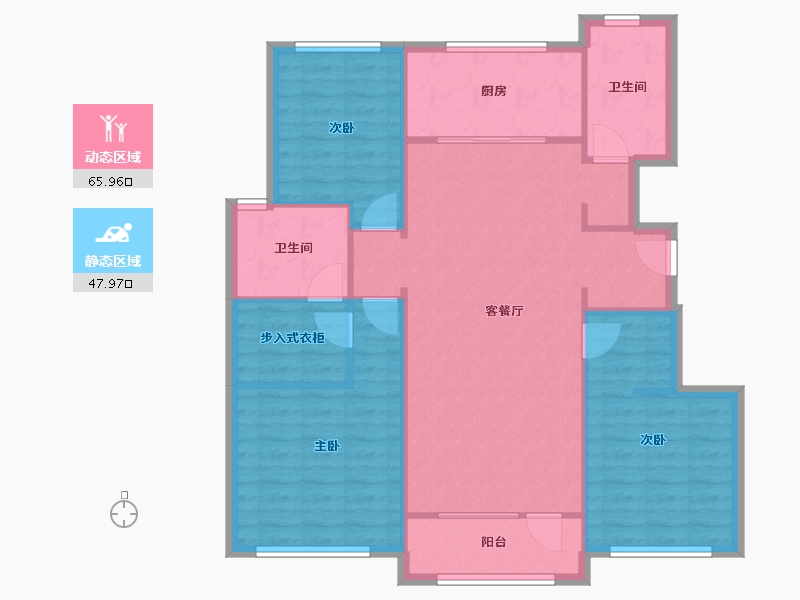 天津-天津市-融创融园汇莲馨苑1号楼,建面136m²-104.11-户型库-动静分区