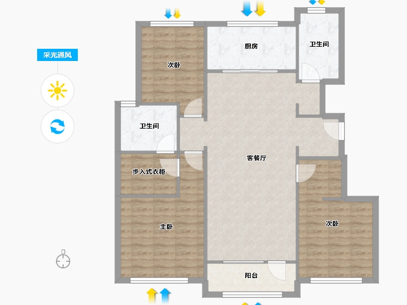 天津-天津市-融创融园汇莲馨苑1号楼,建面136m²-104.11-户型库-采光通风