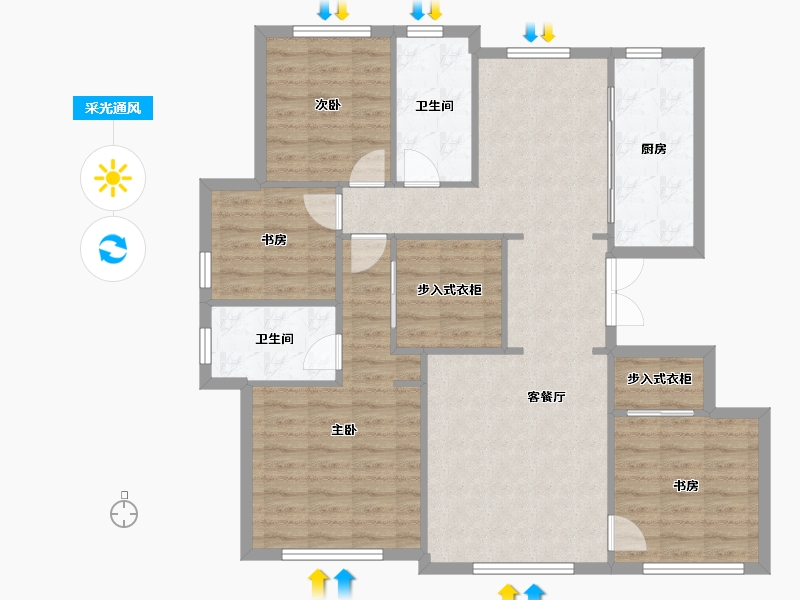 天津-天津市-融创融汇莲馨苑4号楼,汇莲馨苑10号楼,汇莲馨苑11号楼建面141m²-109.52-户型库-采光通风