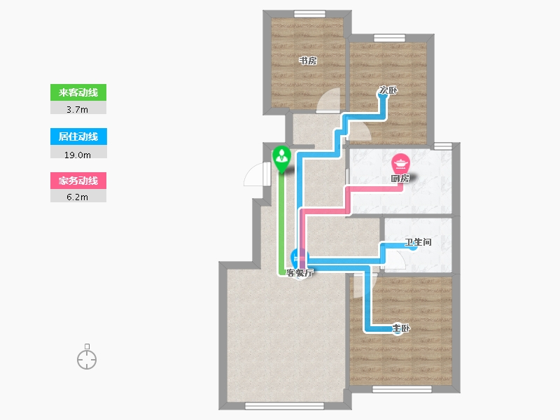 天津-天津市-融创融D3户型建面94m²-72.69-户型库-动静线