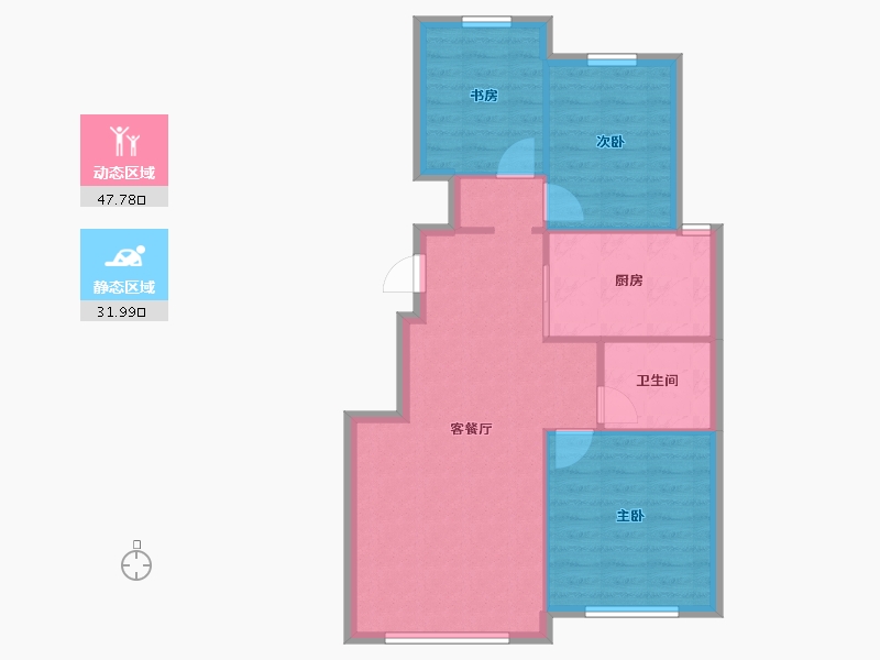 天津-天津市-融创融D3户型建面94m²-72.69-户型库-动静分区