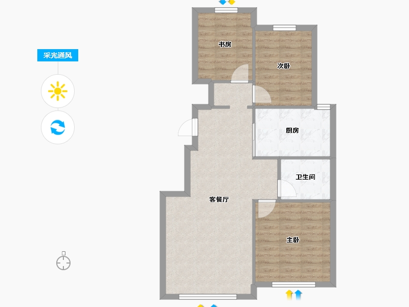 天津-天津市-融创融D3户型建面94m²-72.69-户型库-采光通风