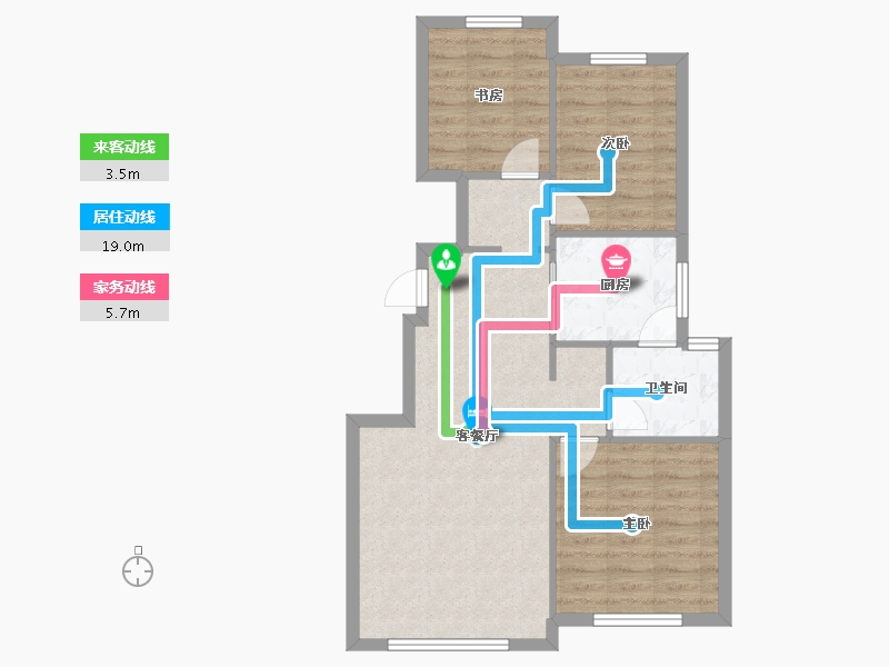 天津-天津市-融创融D1户型建面96m²-70.57-户型库-动静线