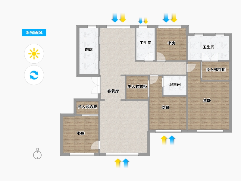 天津-天津市-融创融汇莲馨苑4号楼,汇莲馨苑11号楼建面167m²-130.79-户型库-采光通风