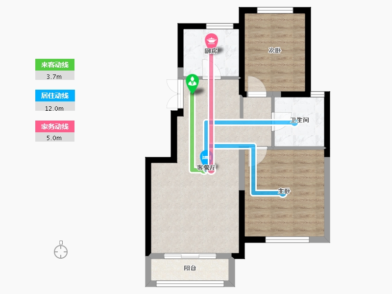 天津-天津市-天津华侨城汇涛苑55号楼建面85m²-61.10-户型库-动静线