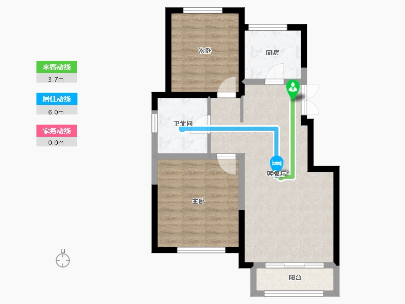 天津-天津市-天津华侨城汇涛苑39号楼,汇涛苑11号楼,汇涛苑38号楼建面88m²-64.34-户型库-动静线