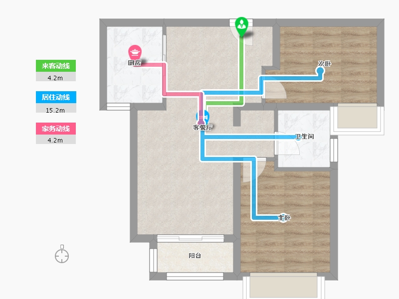 天津-天津市-天津华侨城汇涛苑1号楼,汇涛苑49号楼,建面88m²-57.94-户型库-动静线