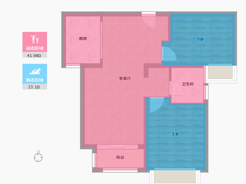 天津-天津市-天津华侨城汇涛苑1号楼,汇涛苑49号楼,建面88m²-57.94-户型库-动静分区