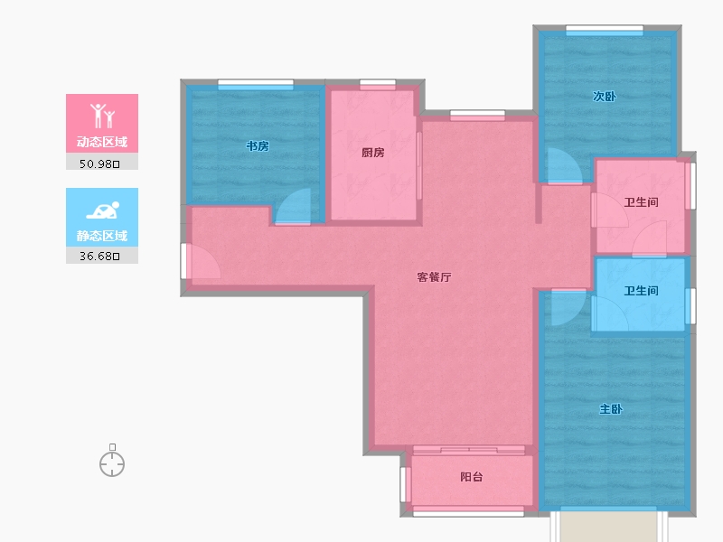 天津-天津市-天津华侨城汇涛苑5号楼,建面120m²-78.43-户型库-动静分区