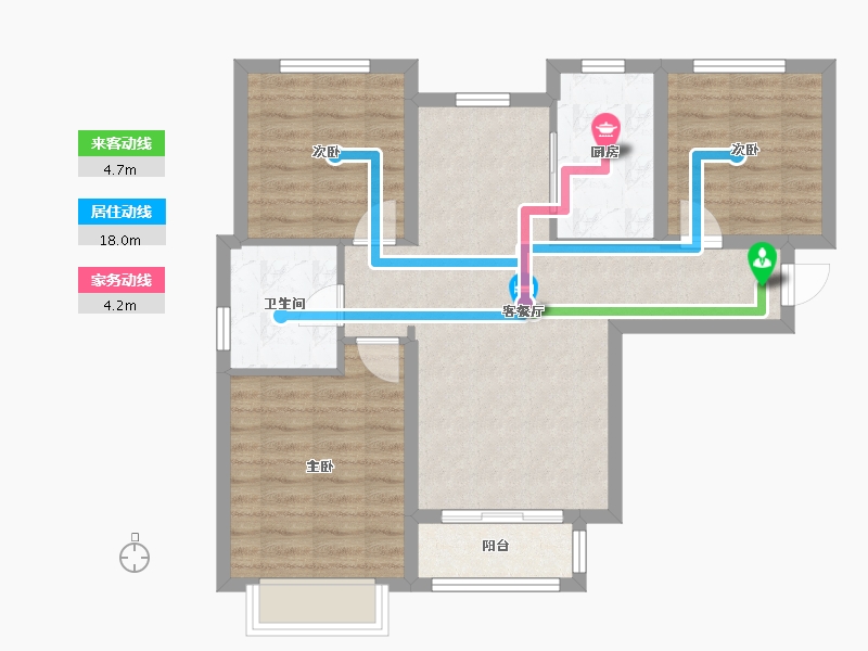 天津-天津市-天津华侨城汇涛苑1号楼,望涛苑49号楼建面116m²-76.14-户型库-动静线