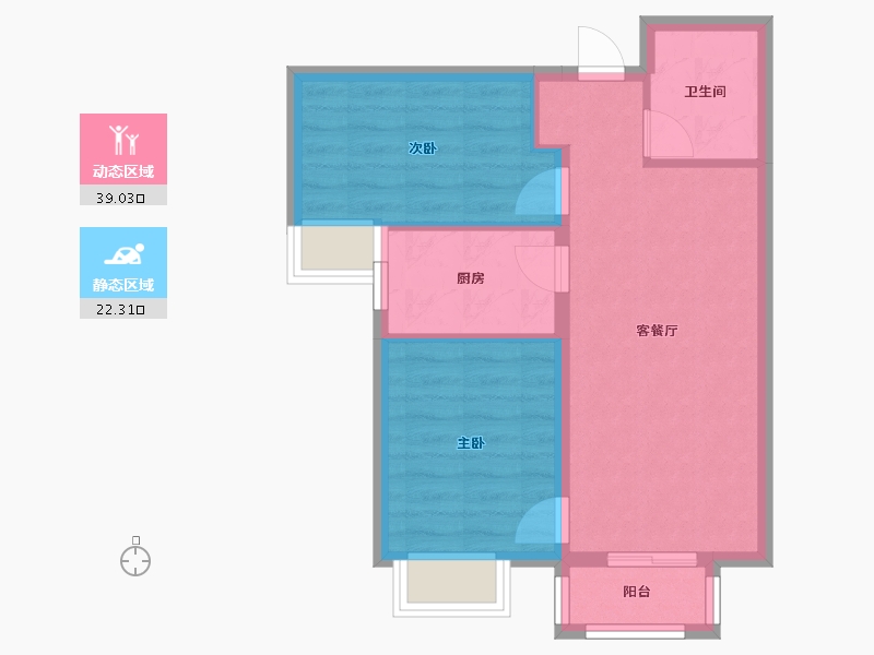 天津-天津市-天骥智谷14号楼建面88m²-54.85-户型库-动静分区