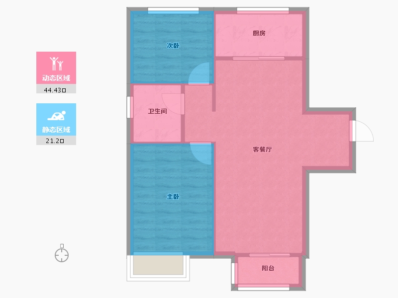 天津-天津市-天骥智谷14号楼建面89m²-59.64-户型库-动静分区