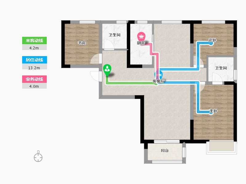 天津-天津市-天骥智谷7号楼10号楼,建面122m²-85.95-户型库-动静线