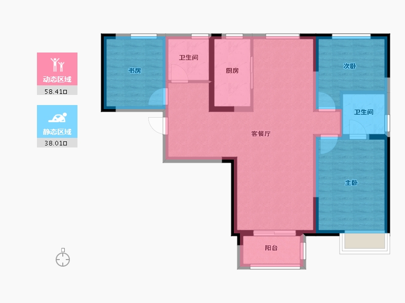 天津-天津市-天骥智谷7号楼10号楼,建面122m²-85.95-户型库-动静分区