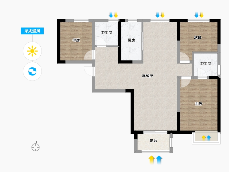 天津-天津市-天骥智谷7号楼10号楼,建面122m²-85.95-户型库-采光通风