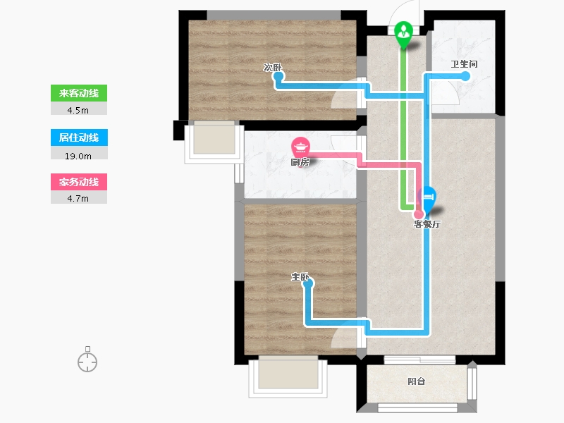 天津-天津市-天骥智谷5号楼建面83m²-57.47-户型库-动静线