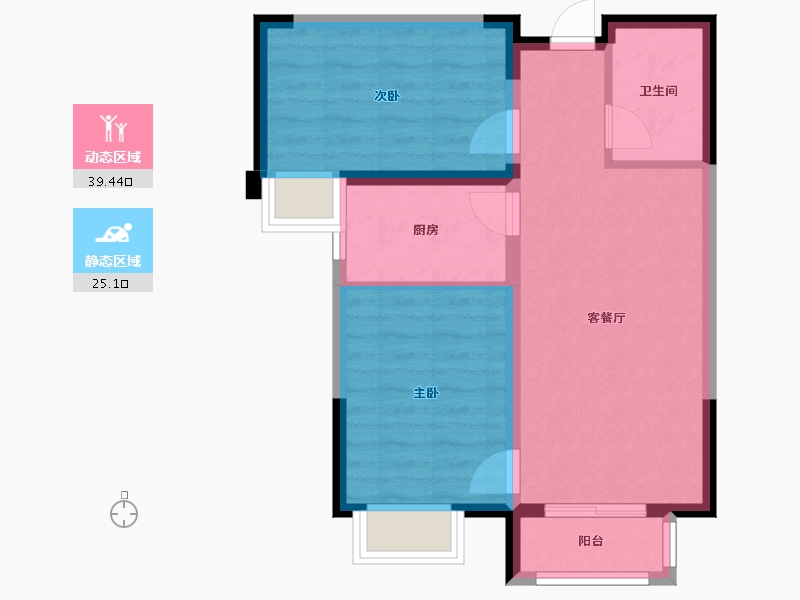 天津-天津市-天骥智谷5号楼建面83m²-57.47-户型库-动静分区