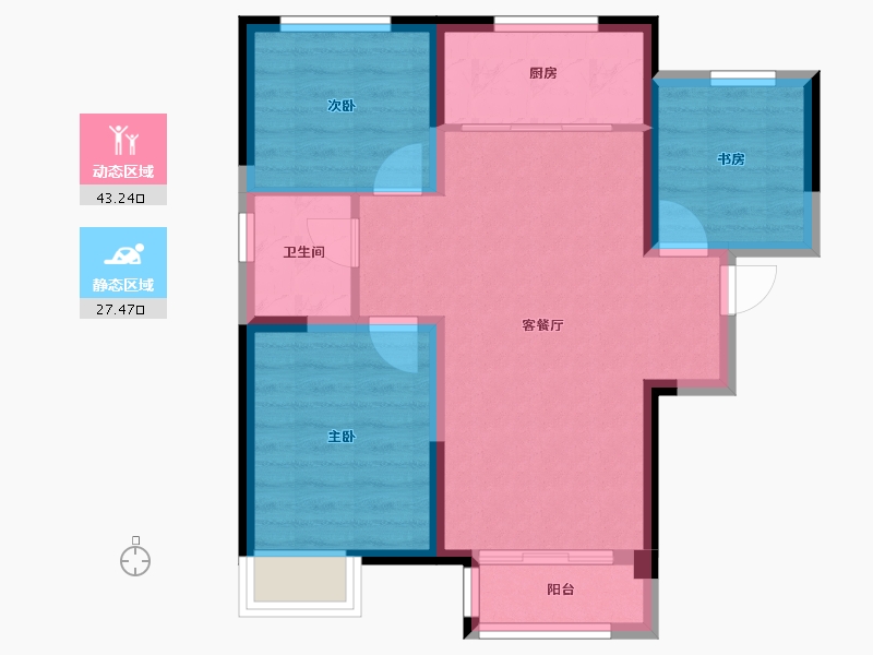 天津-天津市-天骥智谷5号楼建面92m²-62.99-户型库-动静分区