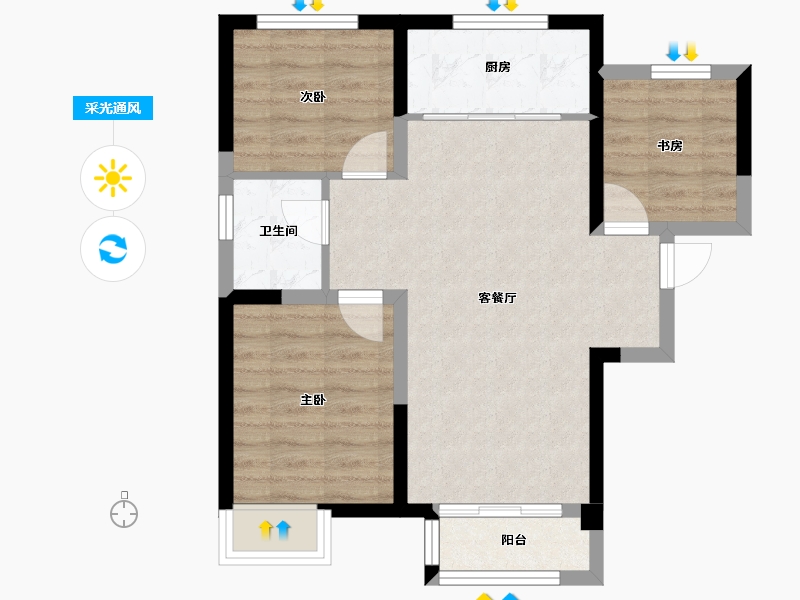 天津-天津市-天骥智谷5号楼建面92m²-62.99-户型库-采光通风