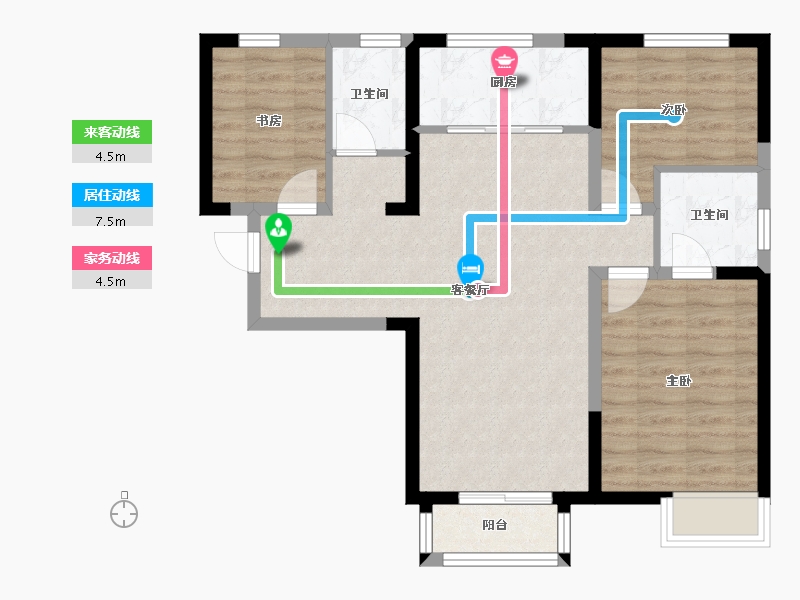 天津-天津市-天骥智谷5号楼建面113m²-76.45-户型库-动静线