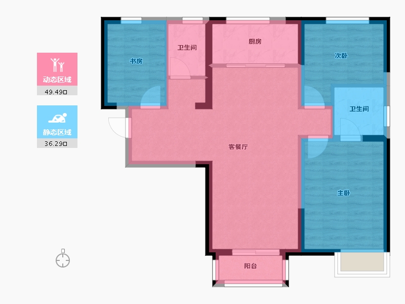 天津-天津市-天骥智谷5号楼建面113m²-76.45-户型库-动静分区