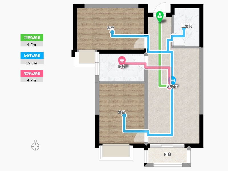 天津-天津市-天骥智谷7号楼10号楼,建面83m²-57.09-户型库-动静线