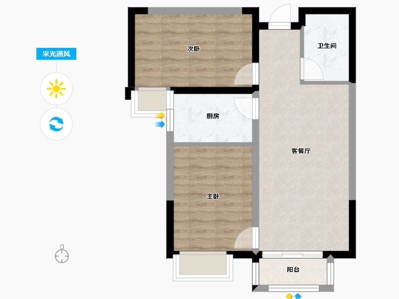 天津-天津市-天骥智谷7号楼10号楼,建面83m²-57.09-户型库-采光通风