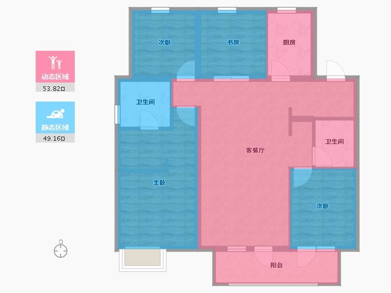 辽宁省-沈阳市-华发全运首府仁德里-92.20-户型库-动静分区