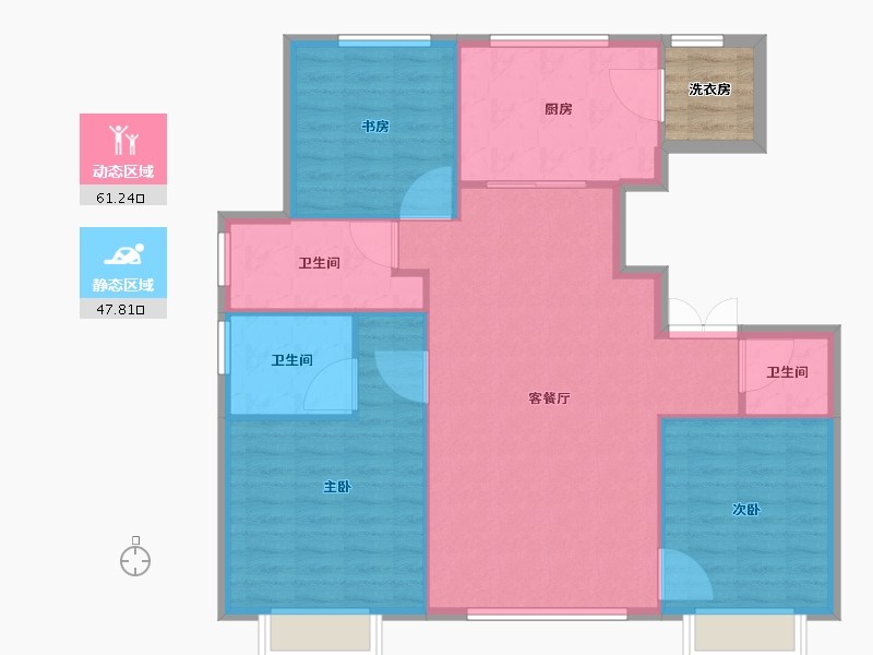 天津-天津市-上东金茂府15号楼,1号楼,5号楼建面130m²-104.00-户型库-动静分区