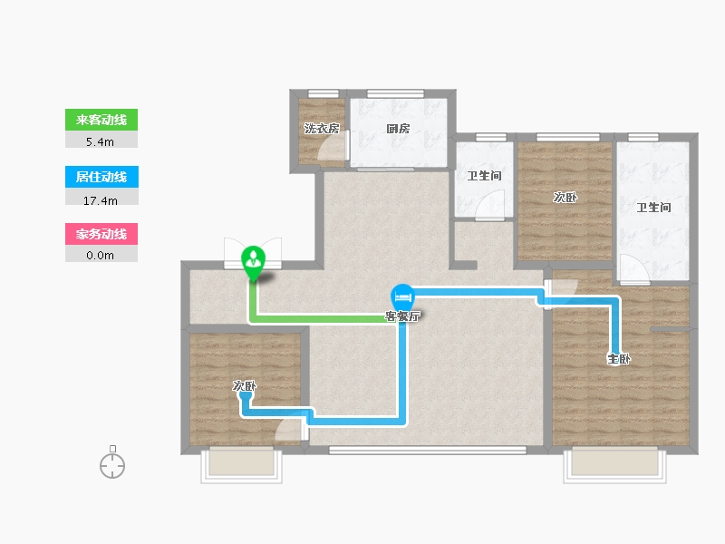 天津-天津市-上东金茂府13号楼,1号楼,建面148m²-118.50-户型库-动静线