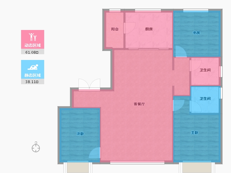 天津-天津市-上东金茂府15号楼,建面130m²-91.16-户型库-动静分区