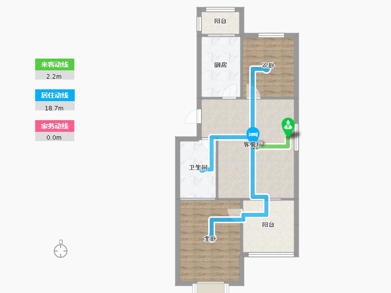 天津-天津市-瑜芳园1号楼建面92m²-73.70-户型库-动静线