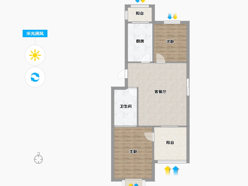 天津-天津市-瑜芳园1号楼建面92m²-73.70-户型库-采光通风