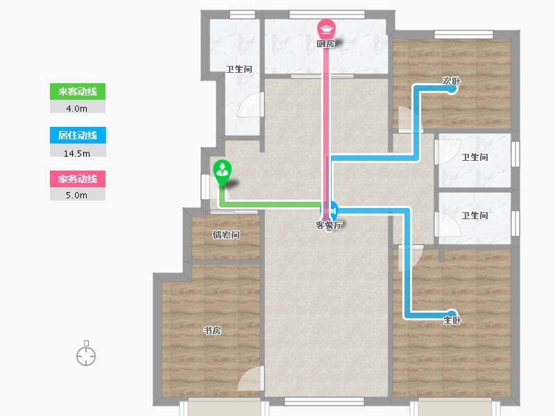 天津-天津市-万科东郡2号楼,3号楼,东郡5号楼,东郡4号楼建面115m²-91.90-户型库-动静线