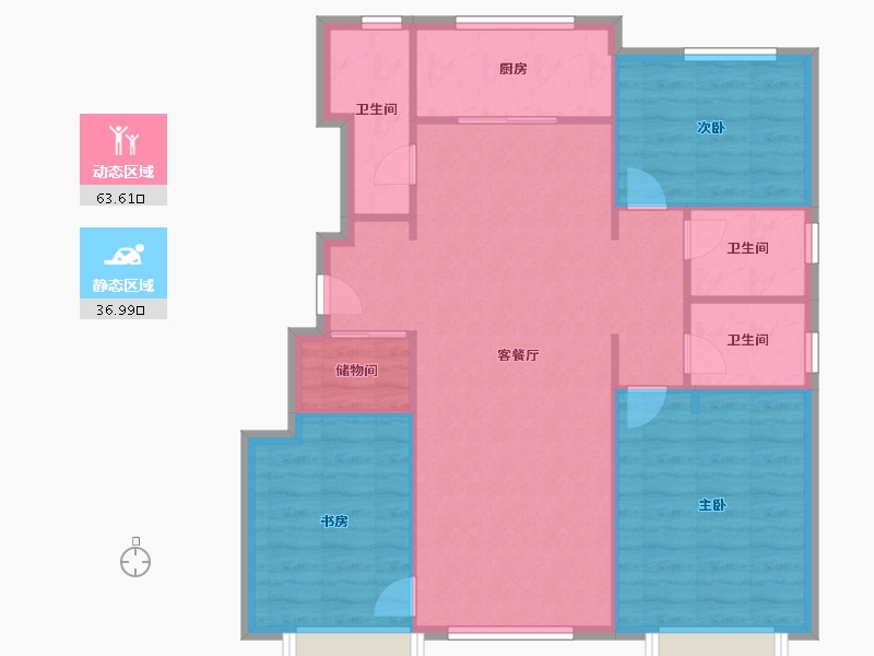 天津-天津市-万科东郡2号楼,3号楼,东郡5号楼,东郡4号楼建面115m²-91.90-户型库-动静分区