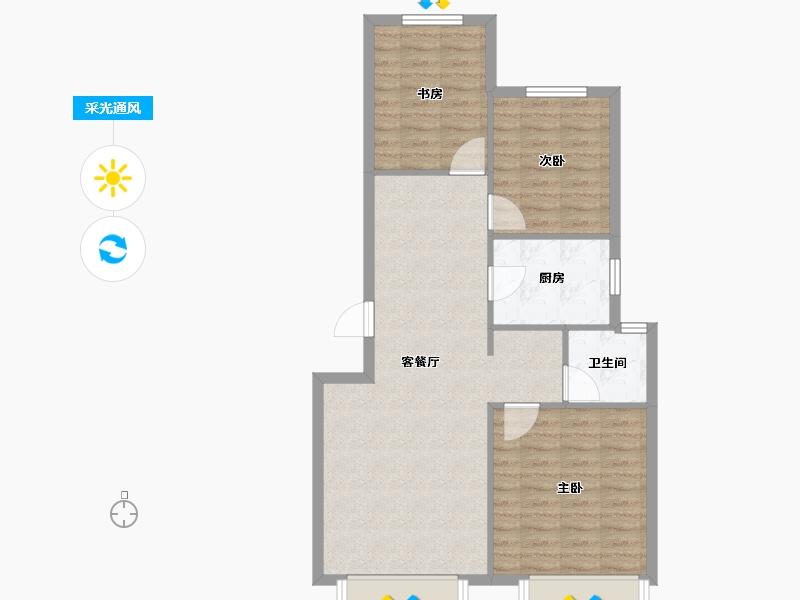 天津-天津市-茂悦府54号楼,55号楼,56号楼建面99m²-79.20-户型库-采光通风