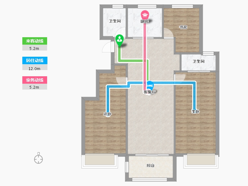 天津-天津市-新城悦隽公元2号楼,3号楼,6号楼,1号楼,25号楼,4号楼建面110m²-88.00-户型库-动静线