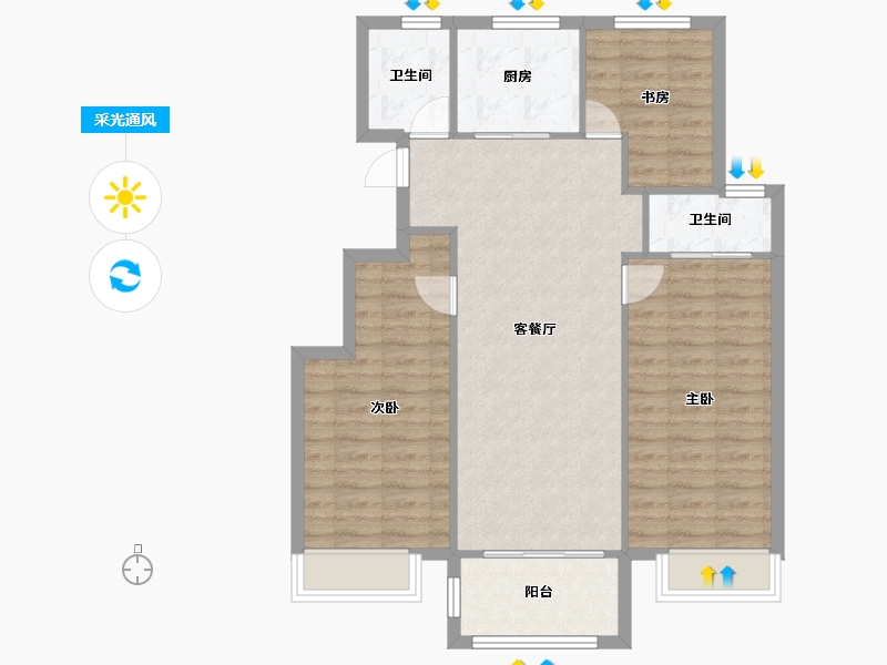 天津-天津市-新城悦隽公元2号楼,3号楼,6号楼,1号楼,25号楼,4号楼建面110m²-88.00-户型库-采光通风