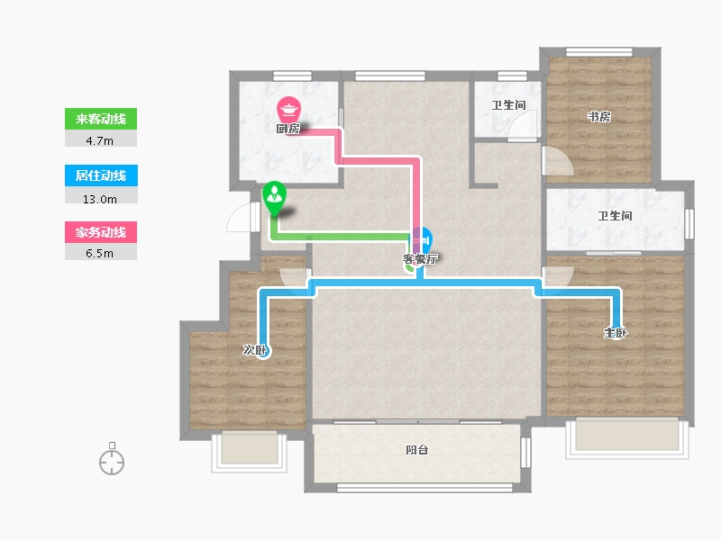 天津-天津市-新城悦隽公元21号楼,18号楼建面132m²-105.60-户型库-动静线