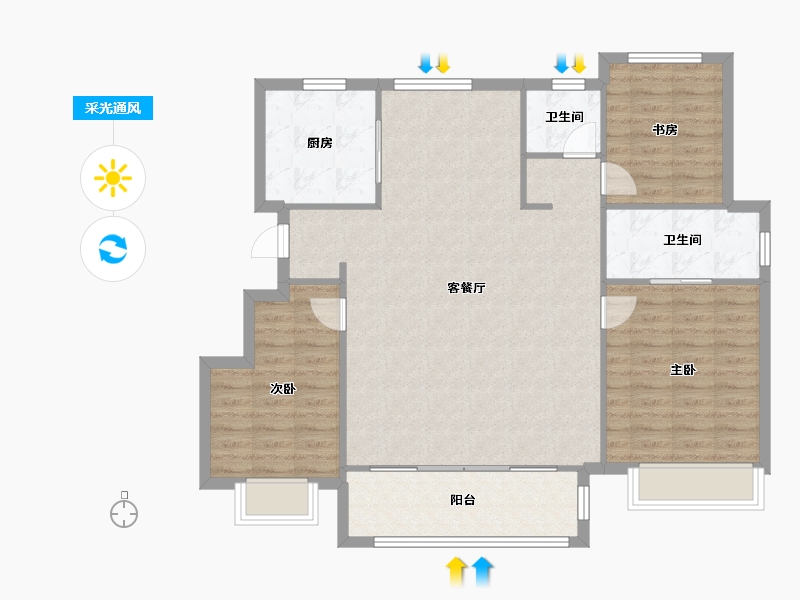 天津-天津市-新城悦隽公元21号楼,18号楼建面132m²-105.60-户型库-采光通风