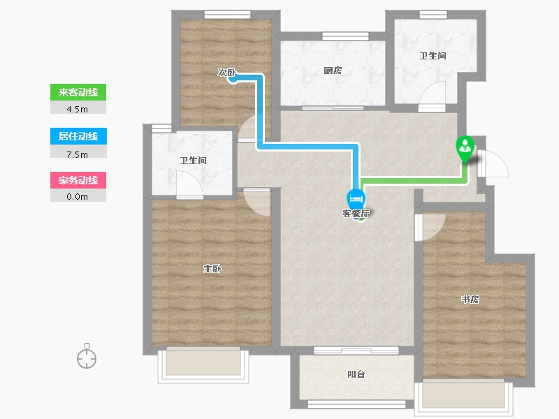 天津-天津市-金地悦城大境41号楼,42号楼,43号楼,44号楼,38号楼建面120m²-89.09-户型库-动静线