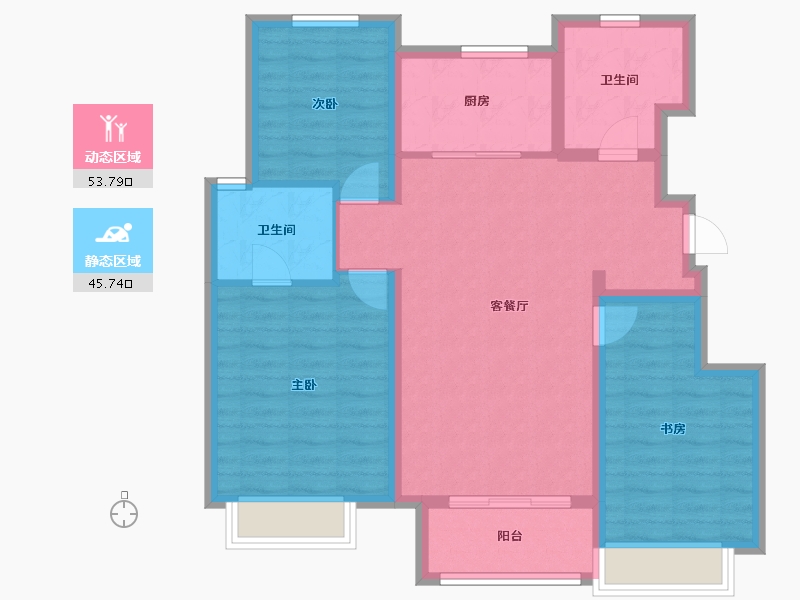 天津-天津市-金地悦城大境41号楼,42号楼,43号楼,44号楼,38号楼建面120m²-89.09-户型库-动静分区