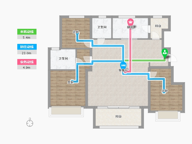 天津-天津市-金地悦城大境34号楼,建面140m²-112.31-户型库-动静线