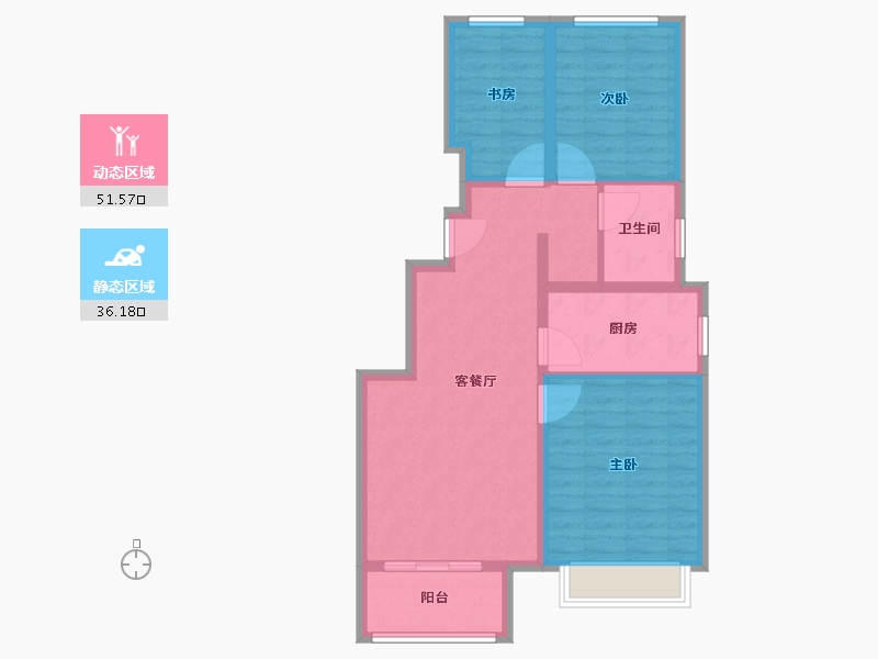 天津-天津市-金隅悦城丽悦园丽悦园6号楼,丽悦园7号楼,丽悦园8号楼,丽悦园9号楼建面98m²-78.40-户型库-动静分区