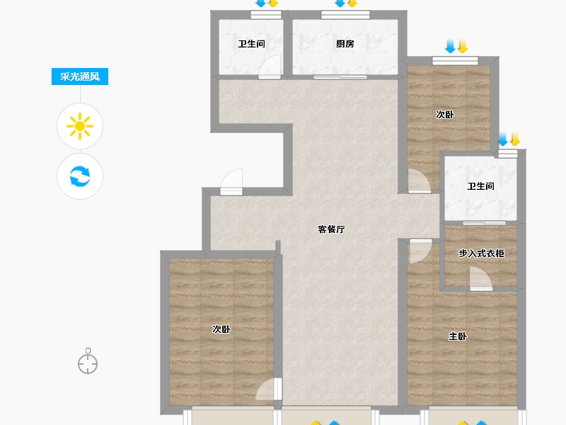 天津-天津市-实地蔷薇国际7号楼,8号楼,12号楼,13号楼,14号楼,15号楼,16号楼-87.99-户型库-采光通风