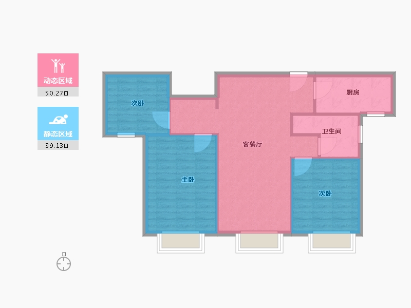 天津-天津市-实地蔷薇国际10号楼,11号楼建面102m²-81.60-户型库-动静分区