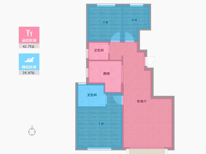 天津-天津市-中建新丽壹号1号楼,2号楼,4号楼,5号楼,6号楼,7号楼建面89m²-71.20-户型库-动静分区