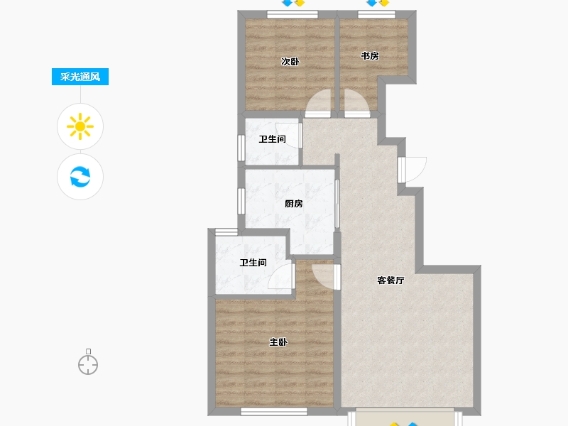 天津-天津市-中建新丽壹号1号楼,2号楼,4号楼,5号楼,6号楼,7号楼建面89m²-71.20-户型库-采光通风