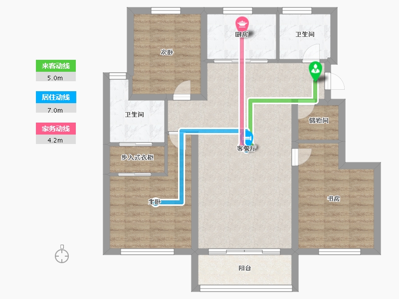 天津-天津市-中建新丽壹号1号楼,7号楼建面100m²-79.99-户型库-动静线